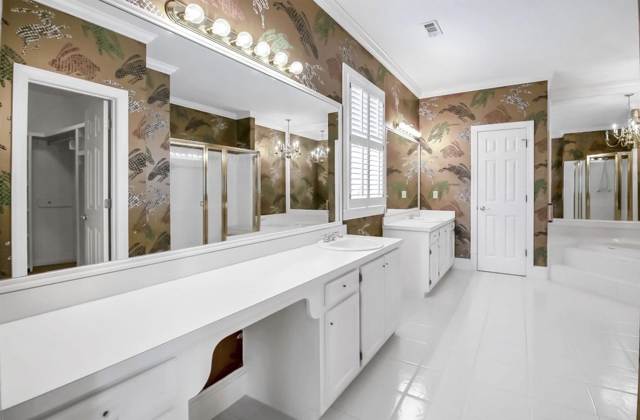 Original bath from the vanity wall, looking toward the closet door